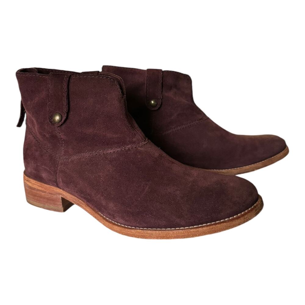 Johnston & Murphy Stephanie Maroon Suede Stitched Bootie heel zipper size 9 - Picture 2 of 15